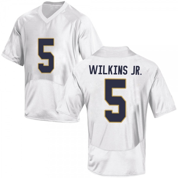 Joe Wilkins Jr. Notre Dame Fighting Irish NCAA Men's #5 White Replica College Stitched Football Jersey AAD7455ZG